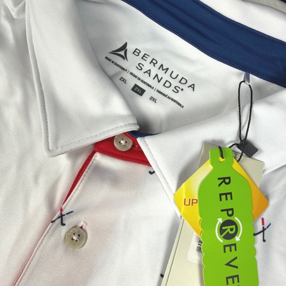 Bermuda Sands Other - Bermuda Sands Golf Polo Mens 2XL 'Clubs White' Print Performance S/S White NWT